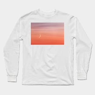 Moon crescent and sunset sky Long Sleeve T-Shirt